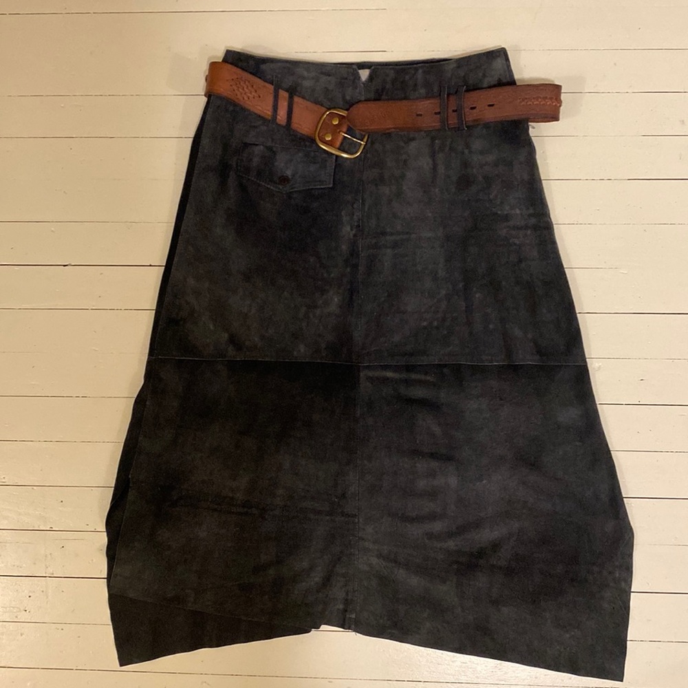 Loden Green Italian Suede Skirt
